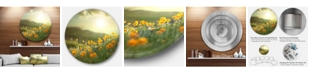 Design Art Designart 'Yellow Flowers In Meadow At Morning'Floral Metal Circle Wall Art - 23" x 23"